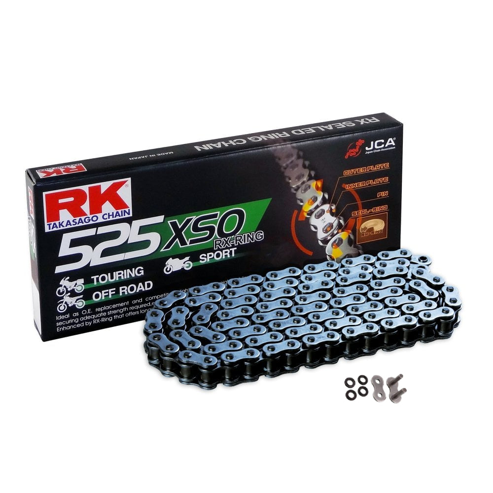 RK 525 XSO Steel 118 Link X-Ring Heavy Duty Motorcycle Chain