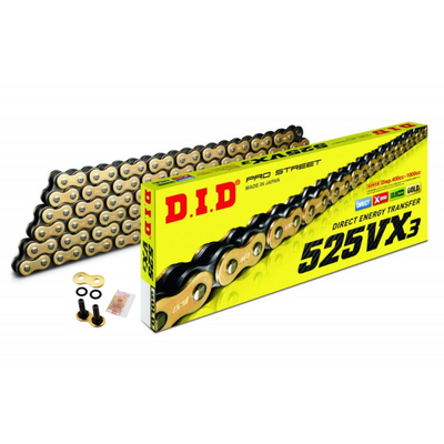 DID 525 VX Gold 108 Link X-Ring Heavy Duty Motorcycle Chain