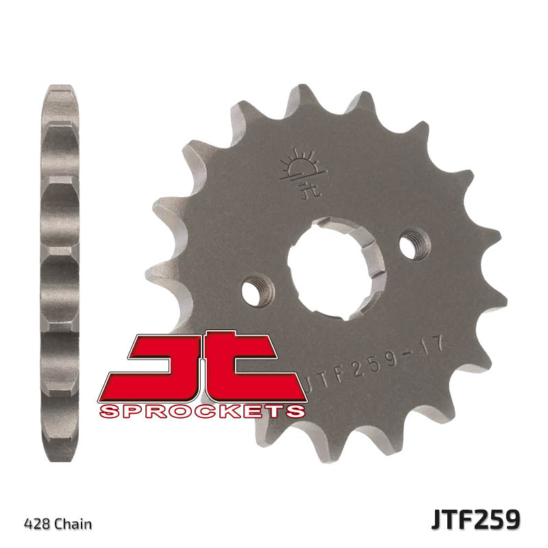 Front Motorcycle Sprocket for Derbi_125 Baja SM_06-08, Derbi_125 Cross City_07-08, Derbi_125 Cross City_09-10, Honda_CB125 J/N_78-79, Honda_CB125 RS-D_83-86, Honda_CB125 S_75-79, Honda_CB125_78-82, Honda_CB125_82-88, Honda_CBX125_79-82, Honda_CD125 TC Benly_82-85, Honda_CD185 T_78-82, Honda_CD200 TB Benly_80-85, Honda_CG125 All Japan_77-84, Honda_CG125 E_98, Honda_CG125 W_01, Honda_CG125_99-00, Honda_CM125 C Custom_82-97, Honda_CM200 TA TB Custom_81-84, Honda_CT125 C_82, Honda_CT185 D_82-83, Honda_MTX125_83