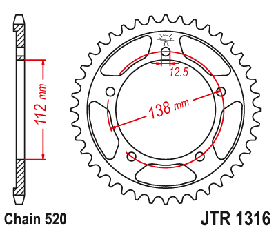 Honda CB500 / CBR500 JTR1316 Steel Motorcycle Rear Sprocket 41 Teeth (JTR 1316.41)