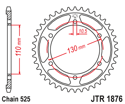 JTR1876 Black Edition Induction Hardened ZBK Motorcycle Sprocket 43 Teeth (JTR 1876.43)