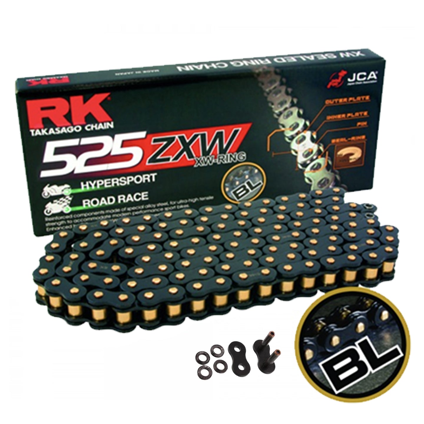 RK 525 ZXW Black Scale 120 Link X-Ring Super Heavy Duty Motorcycle Chain