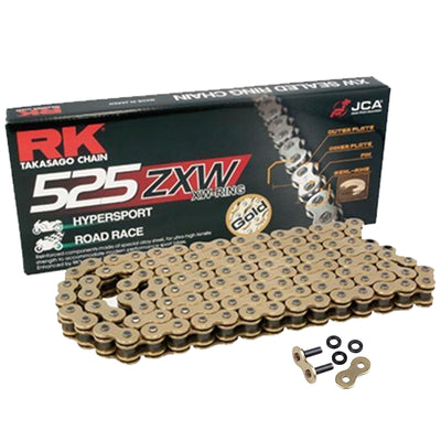 RK 525 ZXW Gold 122 Link X-Ring Super Heavy Duty Motorcycle Chain