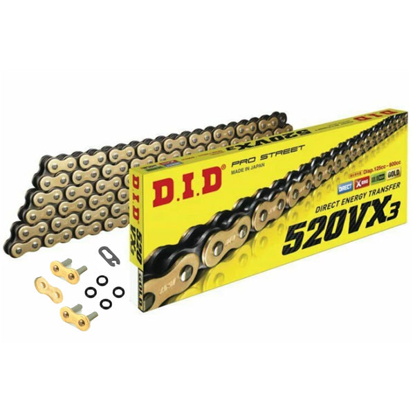 (廃盤)kette★ 15th ANNIVERSARY / OGA Motorcycle Chain DID X-Ring Gold 520 VX3 112 Split Link & Rivet