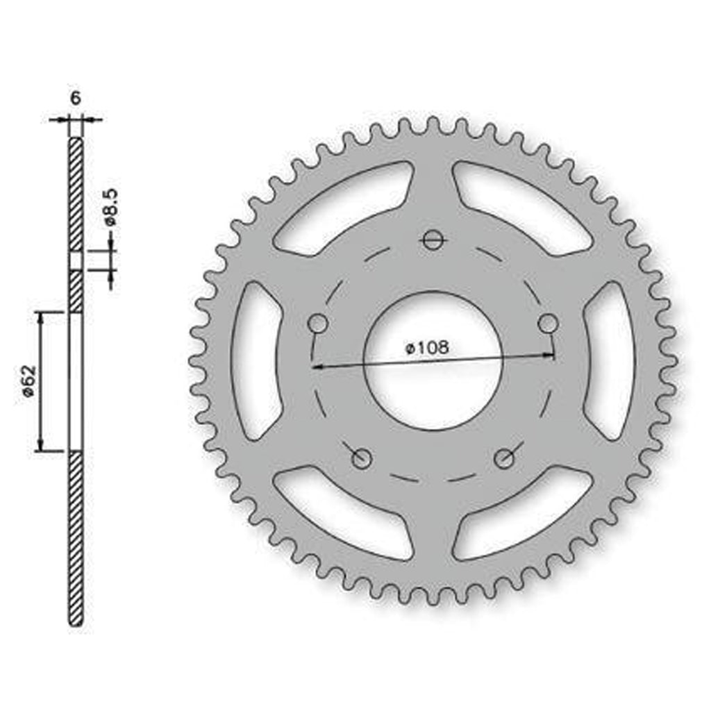 IGM Black Rear Sprocket fits Peugeot XPS Street 50 / Rieju RPX Spike 50 / Rieju SMX 50 52T