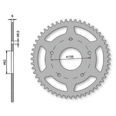 IGM Black Rear Sprocket fits Peugeot XPS Street 50 / Rieju RPX Spike 50 / Rieju SMX 50 52T