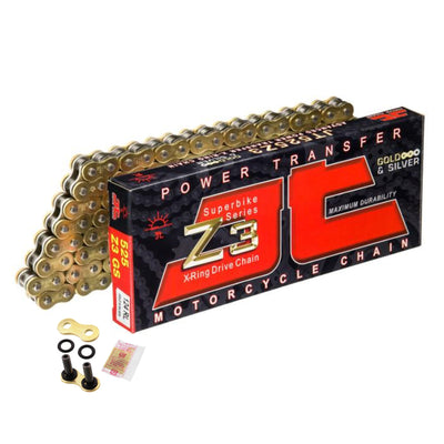 JT 525 Z3 Gold 112 Link X-Ring Heavy Duty Motorcycle Chain