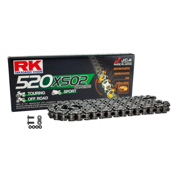 RK 520 Steel HD RX-Ring Motorcycle Bike Chain 520 XSO 114 Links with R ...