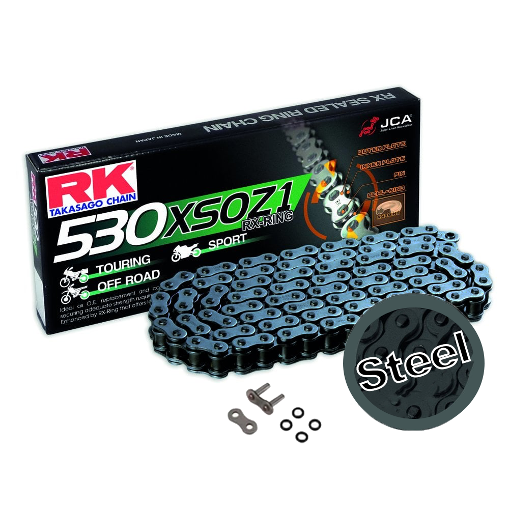 RK 530 XSO Steel 112 Link X-Ring Heavy Duty Motorcycle Chain