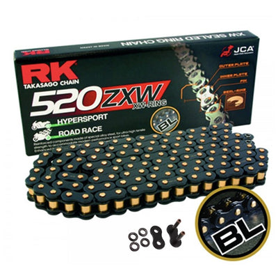 RK 520 Black Scale Ultra-HD XW-Ring Motorcycle Bike Chain 520 ZXW 120 Links with Rivet Link