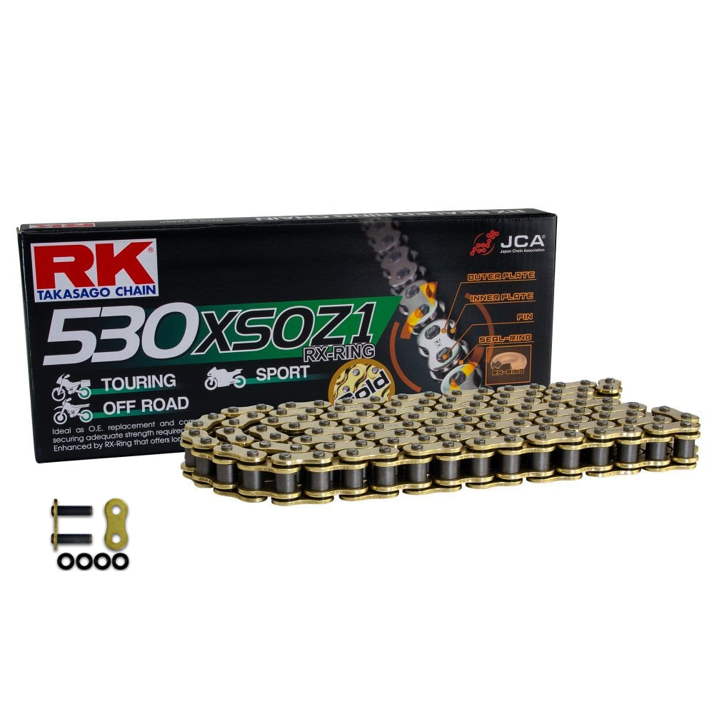 RK 530 XSO Gold 102 Link X-Ring Heavy Duty Motorcycle Chain