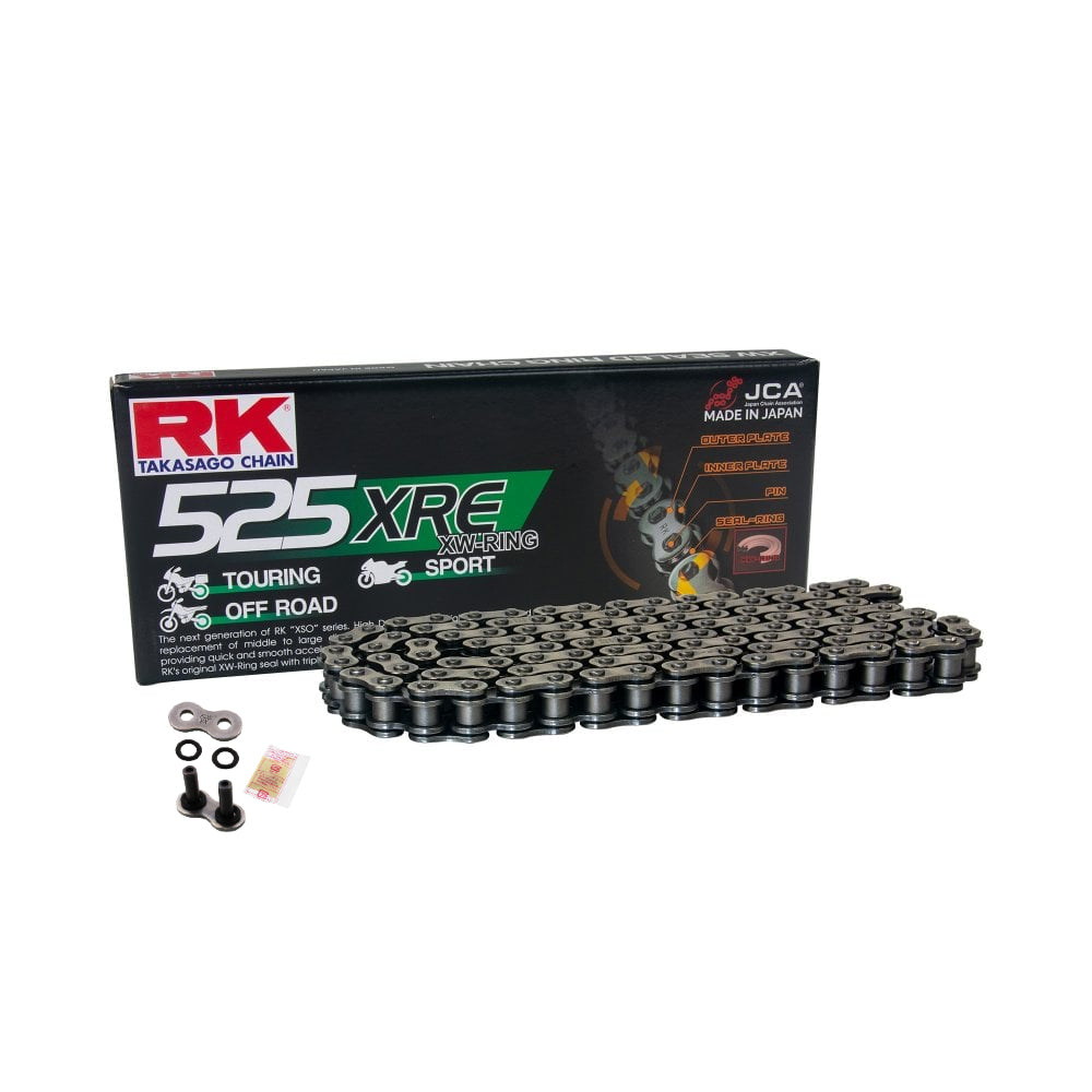 RK 525 XRE Steel 122 Link X-Ring Heavy Duty Motorcycle Chain