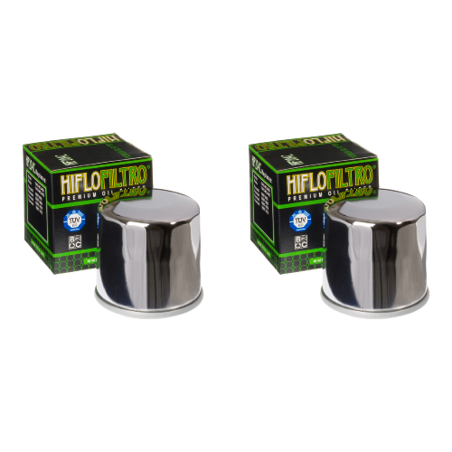 Pair of Hiflo Filtro HF204C Chrome Body Premium Oil Filters