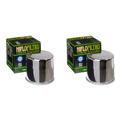 Pair of Hiflo Filtro HF204C Chrome Body Premium Oil Filters