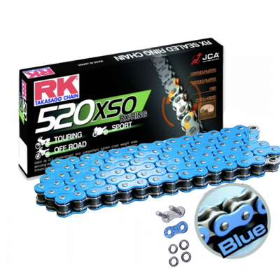 RK 520 Blue HD RX-Ring Motorcycle Bike Chain 520 XSO 120 Links with Rivet Link