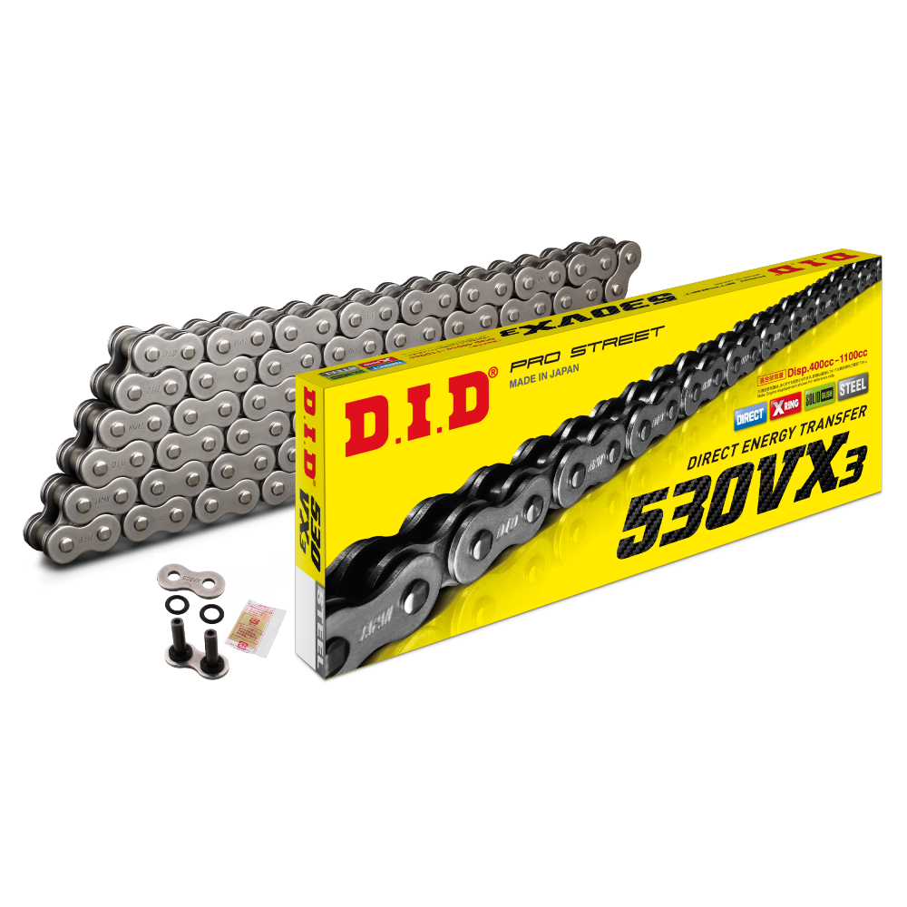 DID 530 VX Steel 96 Link X-Ring Heavy Duty Motorcycle Chain