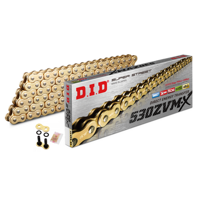 DID 530 ZVMX Gold 94 Link X-Ring Super Heavy Duty Motorcycle Chain