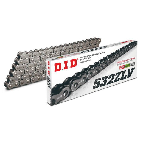 DID 532 ZLV Steel 106 Link X-Ring Super Heavy Duty Motorcycle Chain