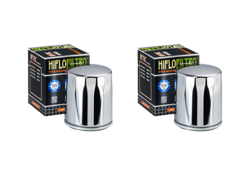 Pair of Hiflo Filtro HF170C Chrome Body Premium Oil Filters