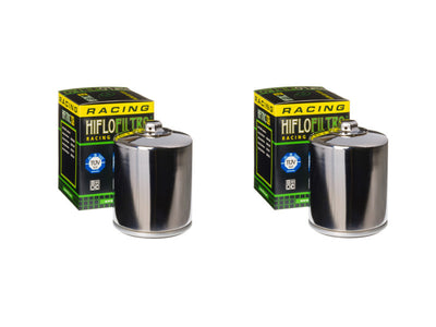 Pair of Hiflo Filtro HF170CRC High Performance Chrome Body Racing Oil Filters