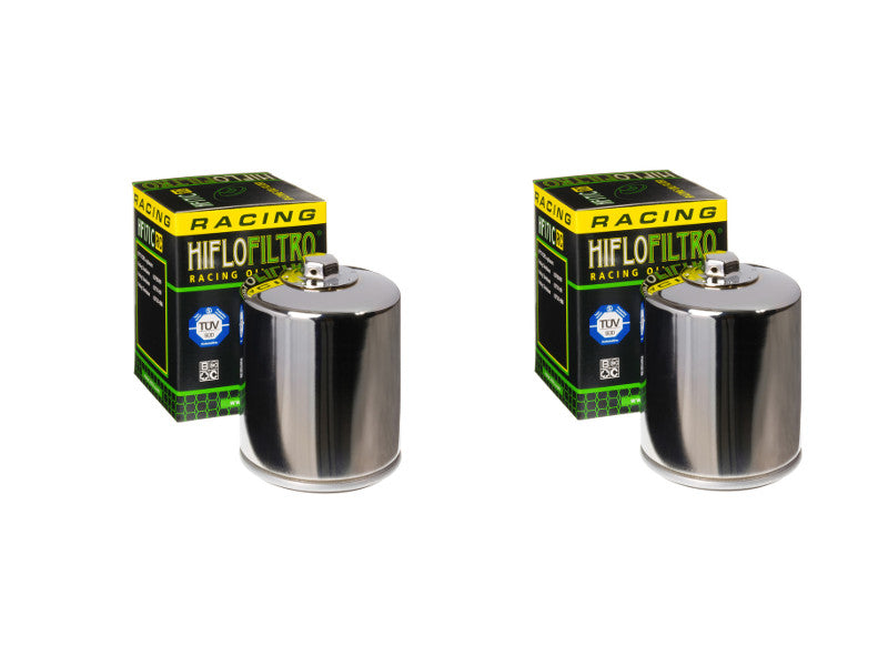 Pair of Hiflo Filtro HF171CRC High Performance Chrome Body Racing Oil Filters