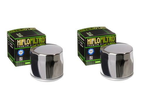 Pair of Hiflo Filtro HF172C Chrome Body Premium Oil Filters