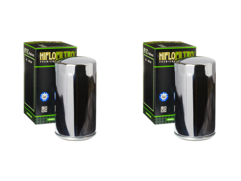 Pair of Hiflo Filtro HF173C Chrome Body Premium Oil Filters