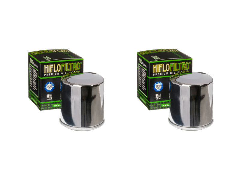 Pair of Hiflo Filtro HF303C Chrome Body Premium Oil Filters
