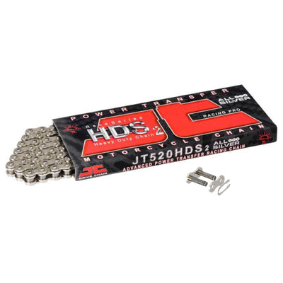 Silver & Silver Heavy Duty JT Motorcycle Chain 520 HDS 112SL