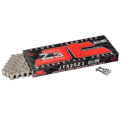 Silver & Silver X-Ring Heavy Duty JT Motorcycle Chain 520 Z3 112 RL