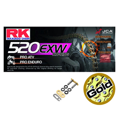 RK 520 EXW Super Strong X-Ring Motocross / Enduro Racing Drive Chain Gold 520EXWGB 114
