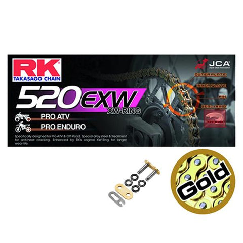 RK 520 EXW Super Strong X-Ring Motocross / Enduro Racing Drive Chain Gold 520EXWGB 118