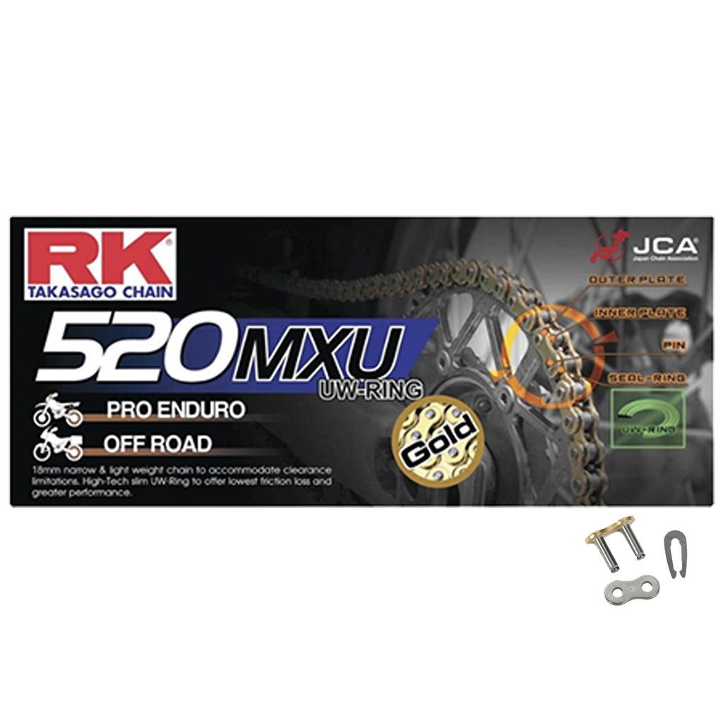RK 520 MXU Narrow X-Ring Motocross / Enduro Racing Drive Chain Gold 520MXUGB 120 (ZJ)