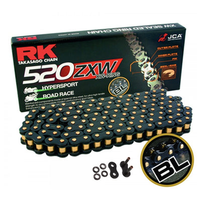 RK 520 Black Scale Ultra-HD XW-Ring Motorcycle Bike Chain 520 ZXW 114 Links with Rivet Link