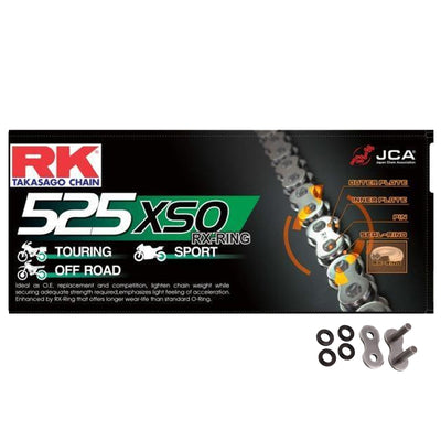 RK 525 XSO Steel 118 Link X-Ring Heavy Duty Motorcycle Chain