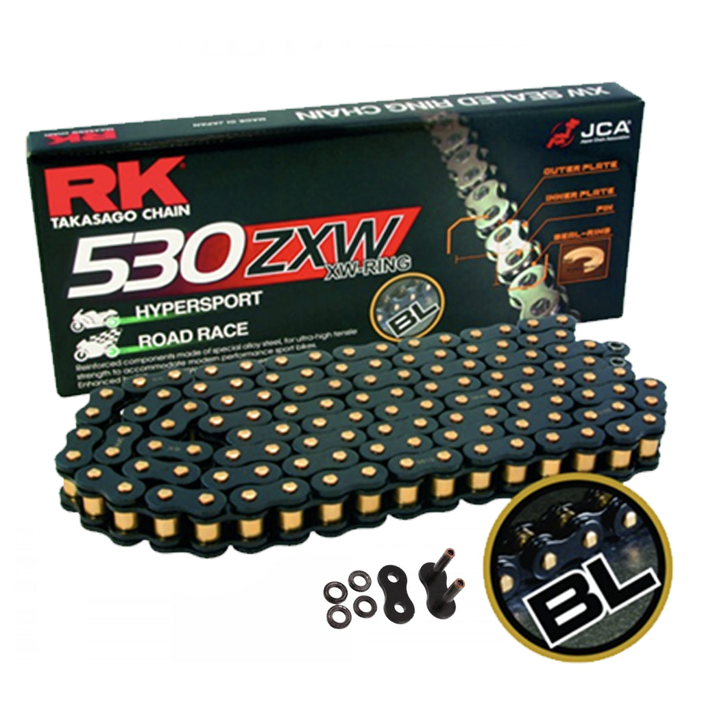 RK 530 ZXW Black Scale 122 Link X-Ring Super Heavy Duty Motorcycle Chain