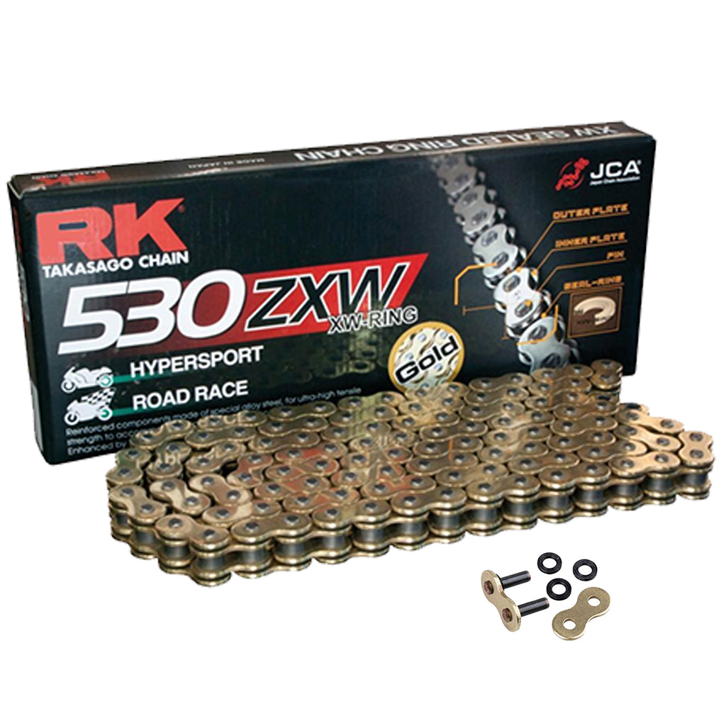 RK 530 ZXW Gold 106 Link X-Ring Super Heavy Duty Motorcycle Chain