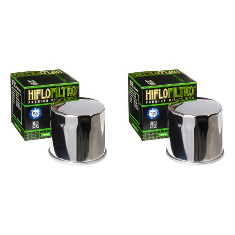 Pair of Hiflo Filtro HF138C Chrome Body Premium Oil Filters