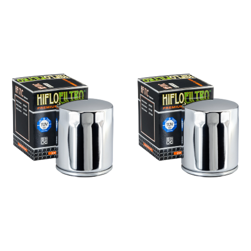 Pair of Hiflo Filtro HF171C Chrome Body Premium Oil Filters