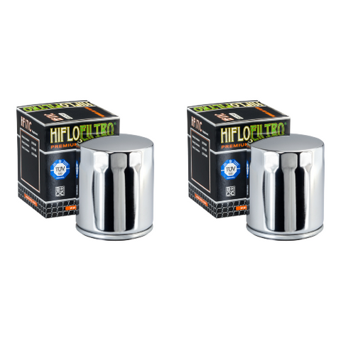 Pair of Hiflo Filtro HF171C Chrome Body Premium Oil Filters