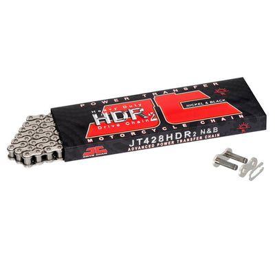 JT Motorcycle Chain Heavy Duty Silver & Steel 428 HDRNB 114SL