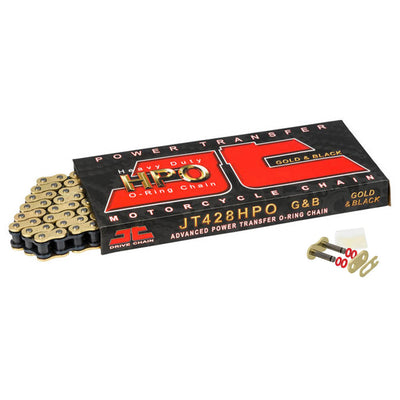 JT Motorcycle Chain O Ring Gold & Steel 428 HPOGB 142 SL